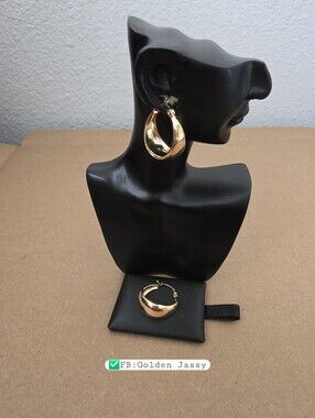 18K Real Gold Dome Hoop Earring